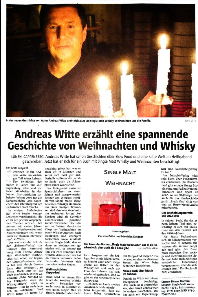 Beitrag über Andreas Witte in den Ruhrnachrichten vom 20.12.2021